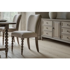 Gallery Direct Artisan Limewash Oak Linen Dining Chair with Bobbin Detail (Pair)