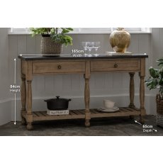 Gallery Direct Vancouver Rustic Pine Console Table with Marble Top