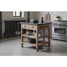 Gallery Direct Vancouver Rustic Pine Small Kitchen Island with Marble Top