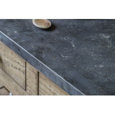 Gallery Direct Vancouver Rustic Pine Small Kitchen Island with Marble Top