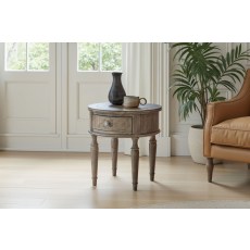 Gallery Direct Rustique French Colonial Round 1 Drawer Side Table