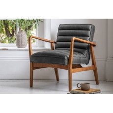 Gallery Direct Datsun Antique Ebony Leather Armchair