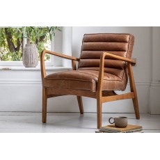 Gallery Direct Datsun Vintage Brown Leather Armchair