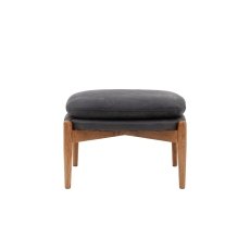 Gallery Direct Datsun Antique Ebony Leather Footstool