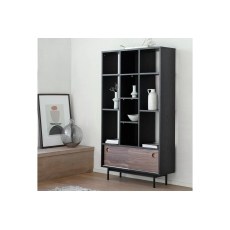 Gallery Direct Barbican Walnut & Black Wood Open Bookcase Display Unit