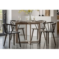 Gallery Direct Craft Smoked Oak Round Dining Table Set & 4 Chairs
