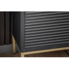 Gallery Direct Ripple Mango Wood Black & Gold Open Display Bookcase Unit