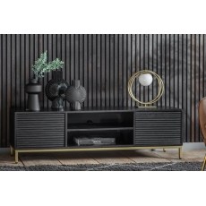Gallery Direct Ripple Mango Wood Black & Gold Media TV Unit Gallery Direct Ripple Mango Wood Black & Gold Media TV Unit
