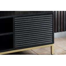 Gallery Direct Ripple Mango Wood Black & Gold Media TV Unit Gallery Direct Ripple Mango Wood Black & Gold Media TV Unit