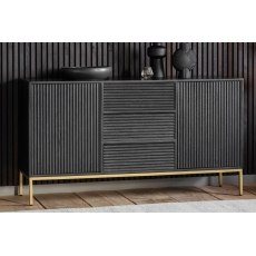 Gallery Direct Ripple Mango Wood Black & Gold Large Sideboard