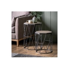 Gallery Direct Marshal Wood & Metal Set Of 2 Side Tables