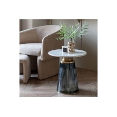 Gallery Direct Seville Blue Glass and Marble Top Side Table