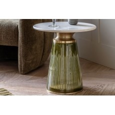 Gallery Direct Seville Green Dusk Glass and Marble Top Side Table