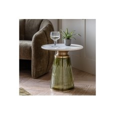 Gallery Direct Seville Green Dusk Glass and Marble Top Side Table