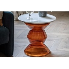 Gallery Direct Turin Orange Glass and Marble Top Side Table