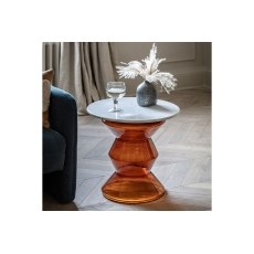 Gallery Direct Turin Orange Glass and Marble Top Side Table
