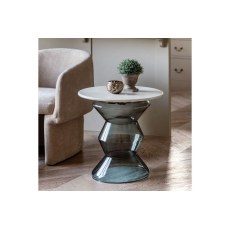 Gallery Direct Turin Smoke Grey Glass and Marble Top Side Table