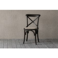 Gallery Direct Set of 2 Cafe Black Oak Dining Chairs with Linen Seat