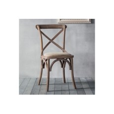 Gallery Direct Set of 2 Cafe Washed Oak Dining Chairs with Linen Seat