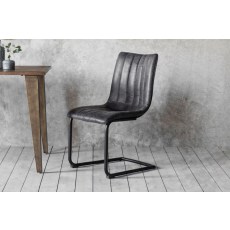 Gallery Direct Set of 2 Edington Dining Chairs in Grey Leather