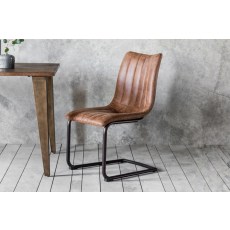 Gallery Direct Set of 2 Edington Dining Chairs in Brown Leather
