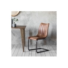 Gallery Direct Set of 2 Edington Dining Chairs in Brown Leather