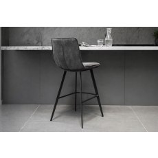 Gallery Direct Set of 2 Palmer Bar Stools in Grey Leather