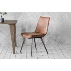 Gallery Direct Set of 2 Hinks Dining Chairs in Brown Leather