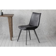 Gallery Direct Set of 2 Hinks Dining Chairs in Grey Leather