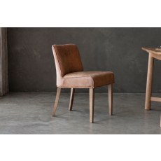 Gallery Direct Set of 2 Tarnby Dining Chairs in Tan Brown Leather