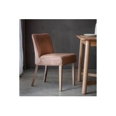 Gallery Direct Set of 2 Tarnby Dining Chairs in Tan Brown Leather
