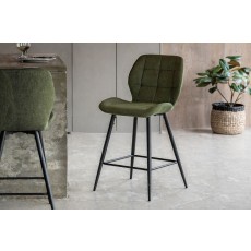 Gallery Direct Set of 2 Manford Fabric Bar Stools in Bottle Green