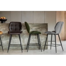 Gallery Direct Set of 2 Manford Fabric Bar Stools in Bottle Green