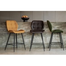 Gallery Direct Set of 2 Manford Fabric Bar Stools in Saffron
