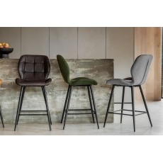 Gallery Direct Set of 2 Manford Fabric Bar Stools in Light Grey