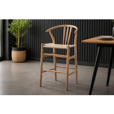 Gallery Direct Set of 2 Whitney Natural Elm Wishbone Back Bar Stools with Woven Seat