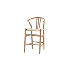 Gallery Direct Set of 2 Whitney Natural Elm Wishbone Back Bar Stools with Woven Seat