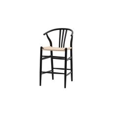 Gallery Direct Set of 2 Whitney Black Elm Wishbone Back Bar Stools with Woven Seat