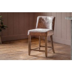 Gallery Direct Set of 2 Tarnby Bar Stools in Tan Brown Leather