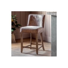 Gallery Direct Set of 2 Tarnby Bar Stools in Tan Brown Leather