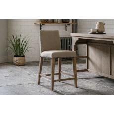 Gallery Direct Set of 2 Rex Fabric Bar Stools in Cement Grey Linen