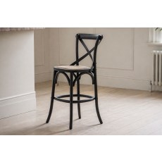 Gallery Direct Set of 2 Cafe Black Oak Bar Stools with Rattan Seat
