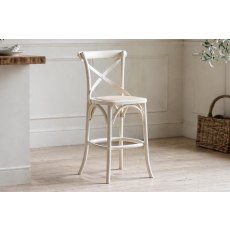 Gallery Direct Set of 2 Cafe White Oak Bar Stools with Rattan Seat