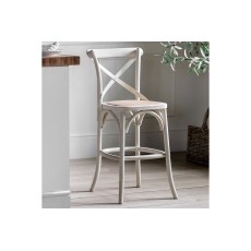 Gallery Direct Set of 2 Cafe White Oak Bar Stools with Rattan Seat