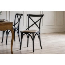 Gallery Direct Set of 2 Cafe Black Oak Dining Chairs with Rattan Seat