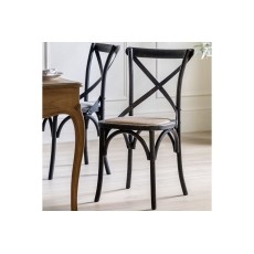 Gallery Direct Set of 2 Cafe Black Oak Dining Chairs with Rattan Seat