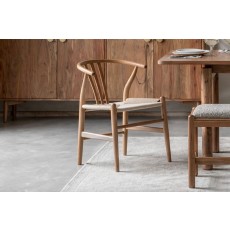 Gallery Direct Set of 2 Whitney Natural Elm Wishbone Back Dining Chairs with Woven Seat