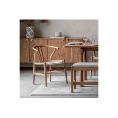 Gallery Direct Set of 2 Whitney Natural Elm Wishbone Back Dining Chairs with Woven Seat