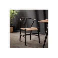Gallery Direct Set of 2 Whitney Black Elm Wishbone Back Dining Chairs with Woven Seat
