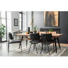 Franklin Reclaimed Wood 160-200cm Extending Dining Table Set & 4 Jack Black Dining Chairs